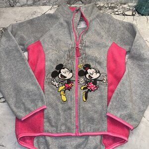 Disney Parks (world) Girls Youth Large (10) Mickey Minnie Fleece Zip Up Jacket